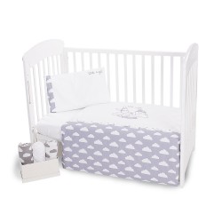 Бебешки спален комплект 5 части с бродерия Little Angel Clouds
