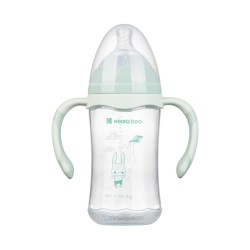 Шише с широко гърло и антиколик биберон 260мл Mint Rabbit
