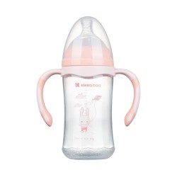 Шише с широко гърло и антиколик биберон 260мл Peach Rabbit