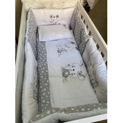 СПАЛЕН КОМПЛЕКТ 5 ЧАСТИ 60/120 БРОДЕРИЯ СИВИ ЗАЙЧЕТА ЗВЕЗДИ